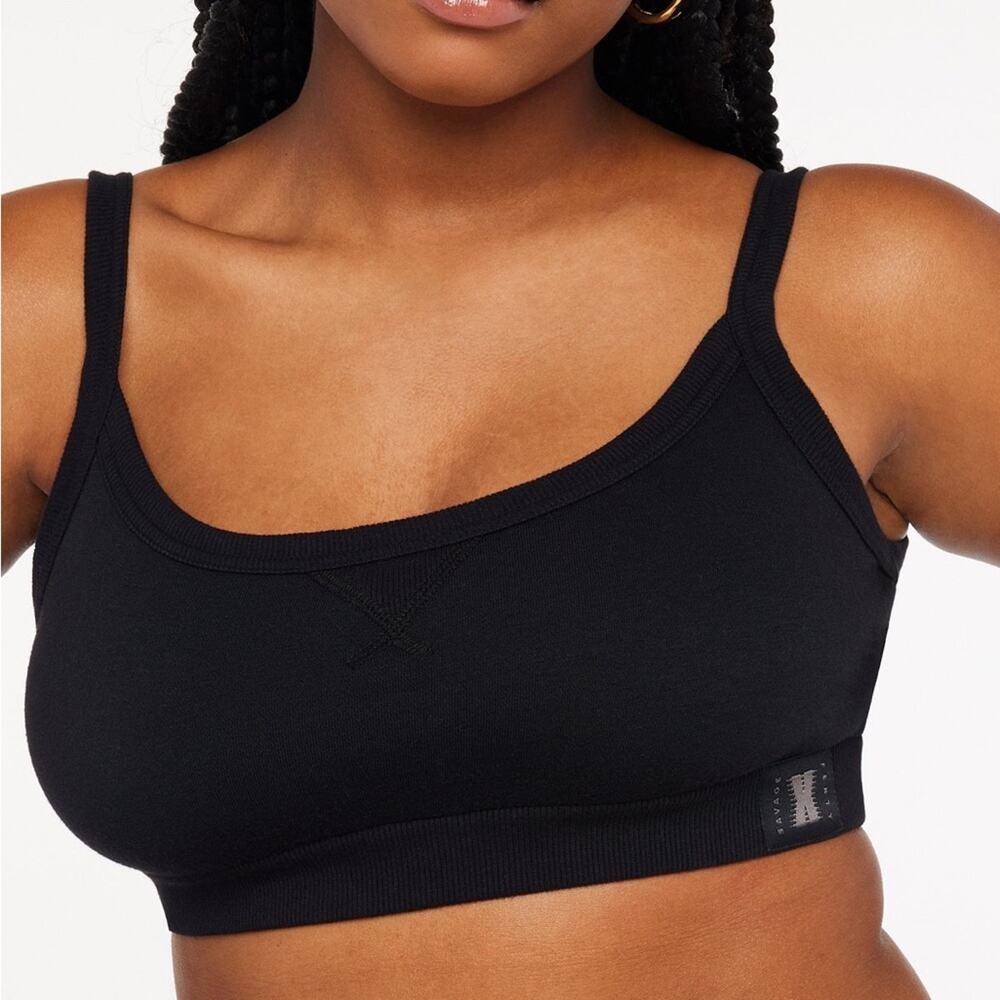 Savage X Fenty Essential Black Fleece Lined Bra Bralette Size Medium
